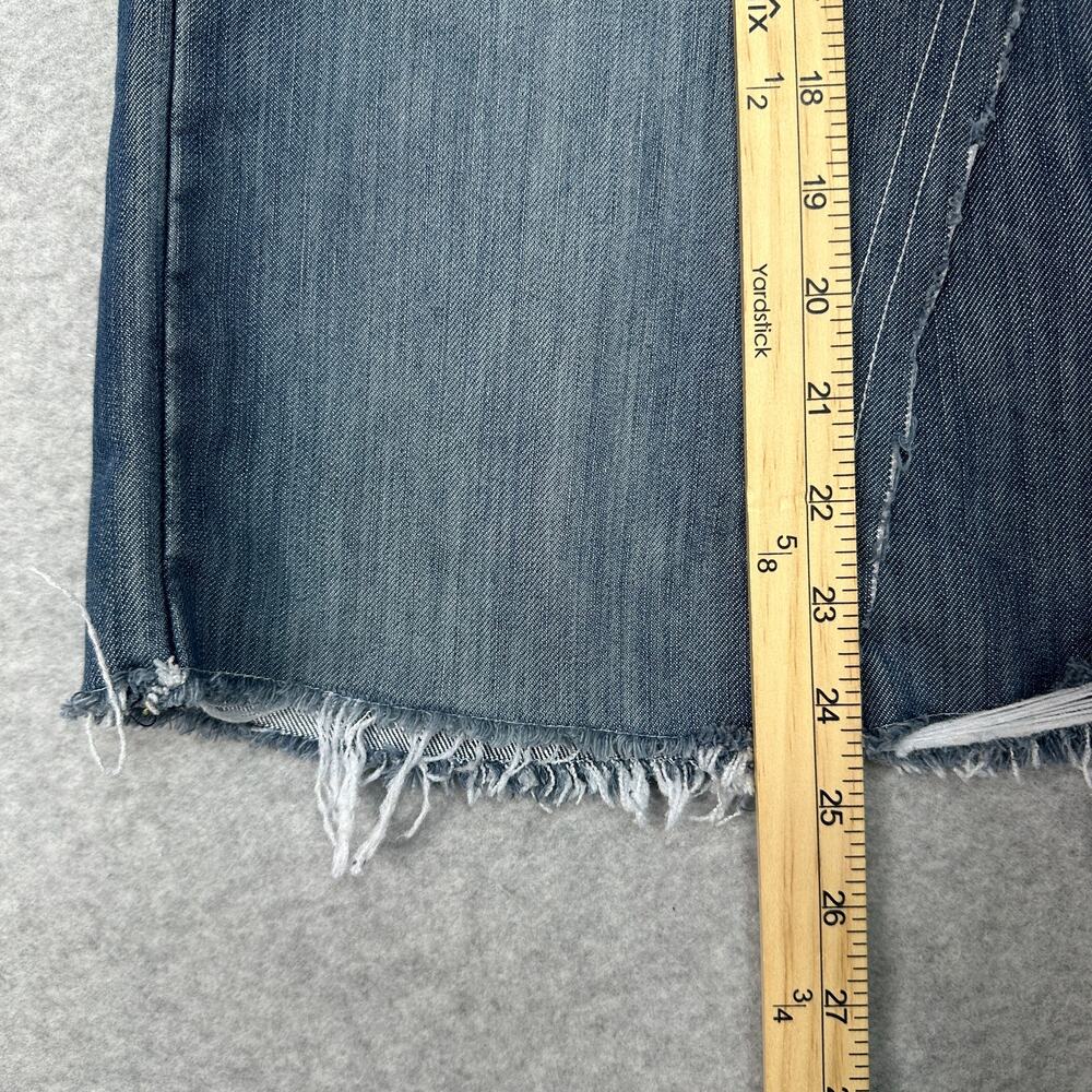 Levi's 527 Denim Skirt WMNS 30 Blue Raw Hem Zip Fly A-Line Reworked Upcycle Vtg - Picture 8 of 8